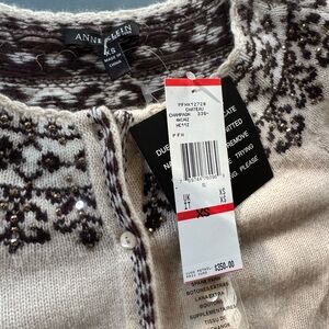 Anne Klein Women's Cream and Brown Cardigan